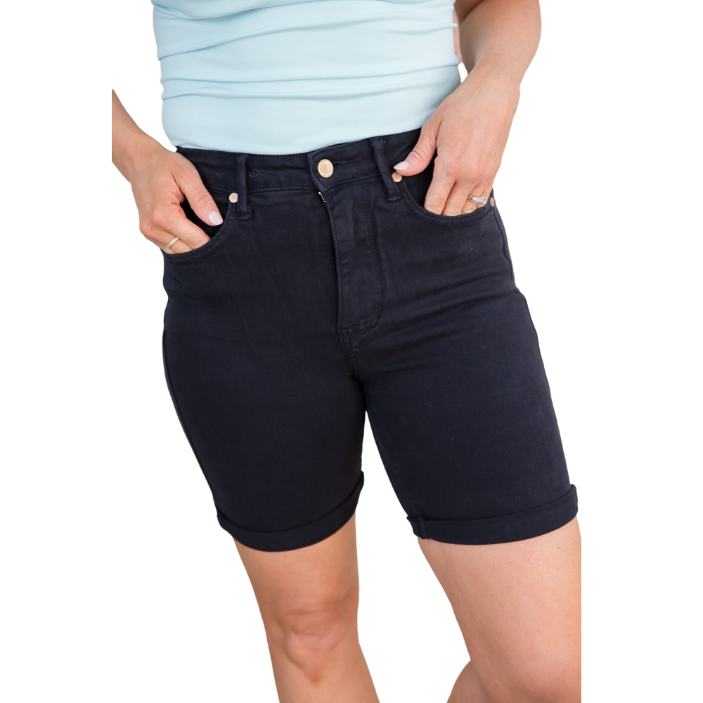 Fun in Navy Tummy Control Judy Blue Bermuda Shorts