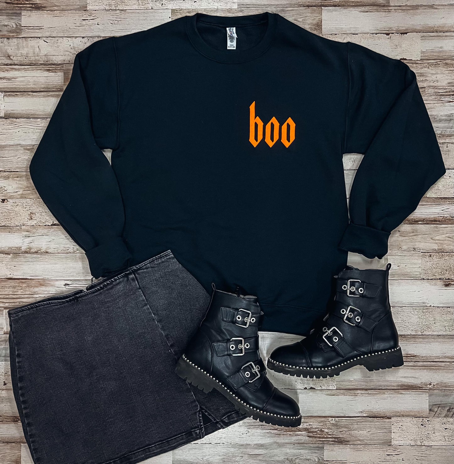 Boo (Orange Puff Ink) Black Sweatshirt preorder