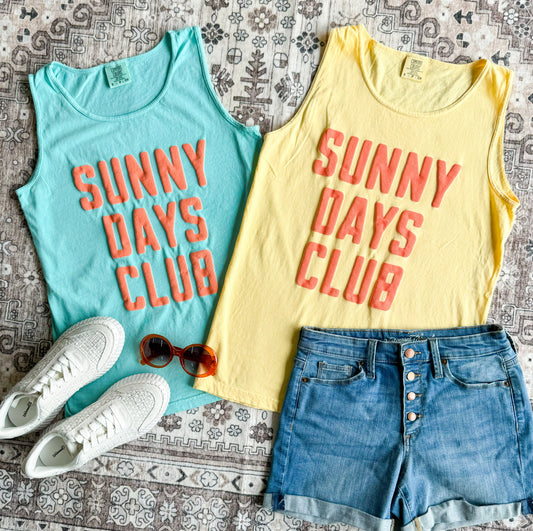 Sunny Days Club (Coral Puff Ink) Comfort Colors Tank PREORDER CLOSING 3/29