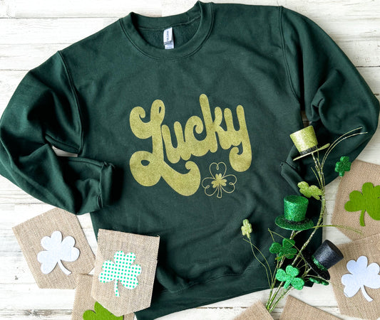 Lucky (Gold Glitter Ink) Forest Sweatshirt PREORDER