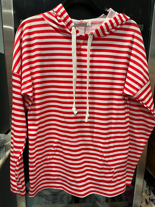 Red striped hoodie