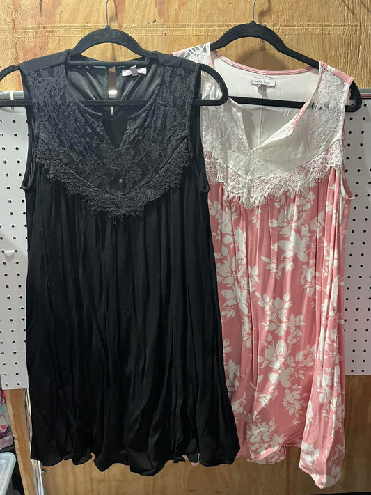 Two medium dresses with lace detail