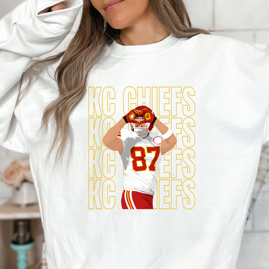 KC chiefs 87 heart - multiple colors- tees and sweatshirt- Preorder