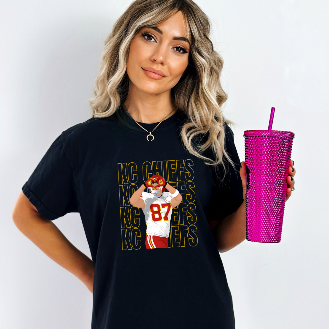 KC chiefs 87 heart - multiple colors- tees and sweatshirt- Preorder