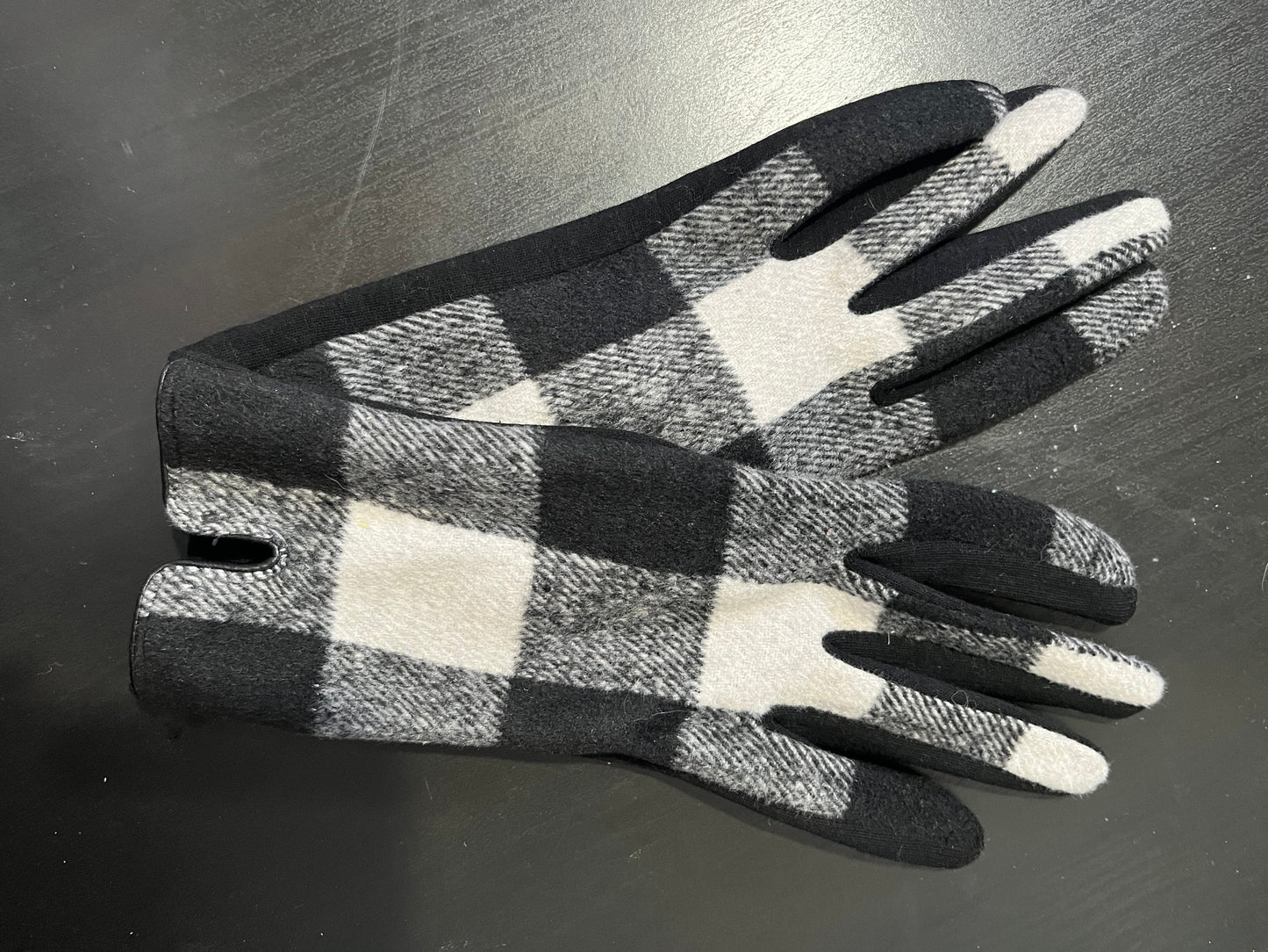Black and White Plaid Gloves