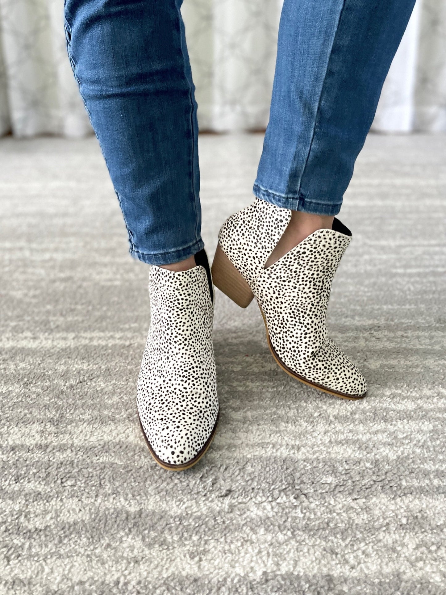 Bessie White Speckled Ankle Boots