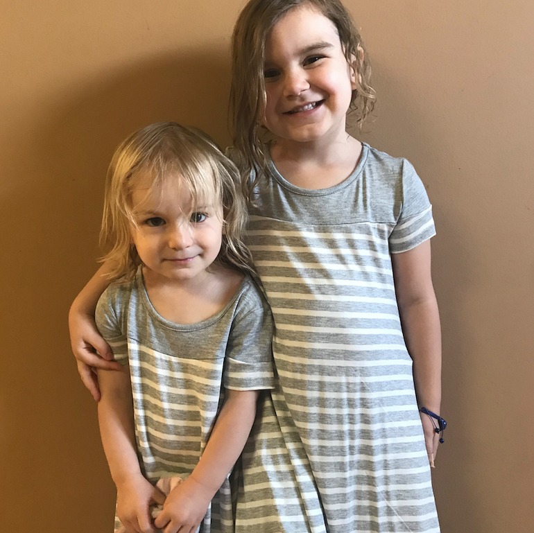 Gray Striped Kids Dress