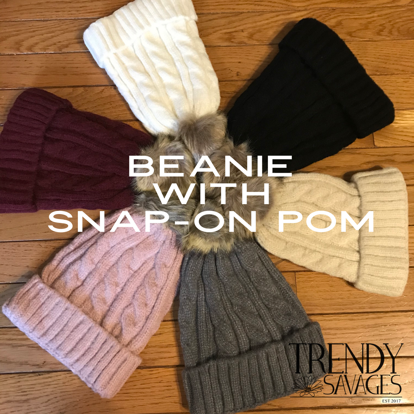 Beanie with Snap-On Pom Pom