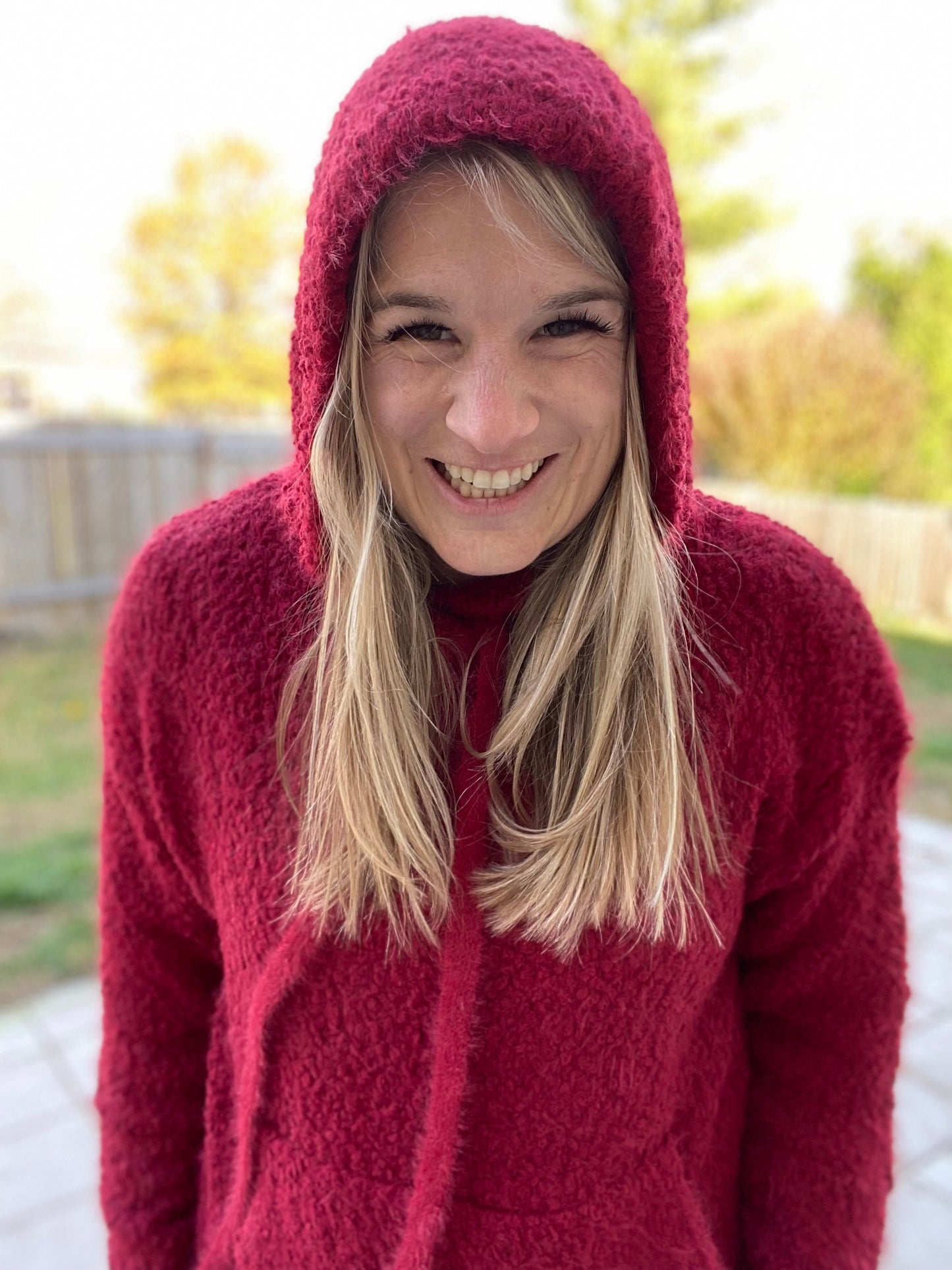 Snuggly Soft Knit Hoodie in Burgundy