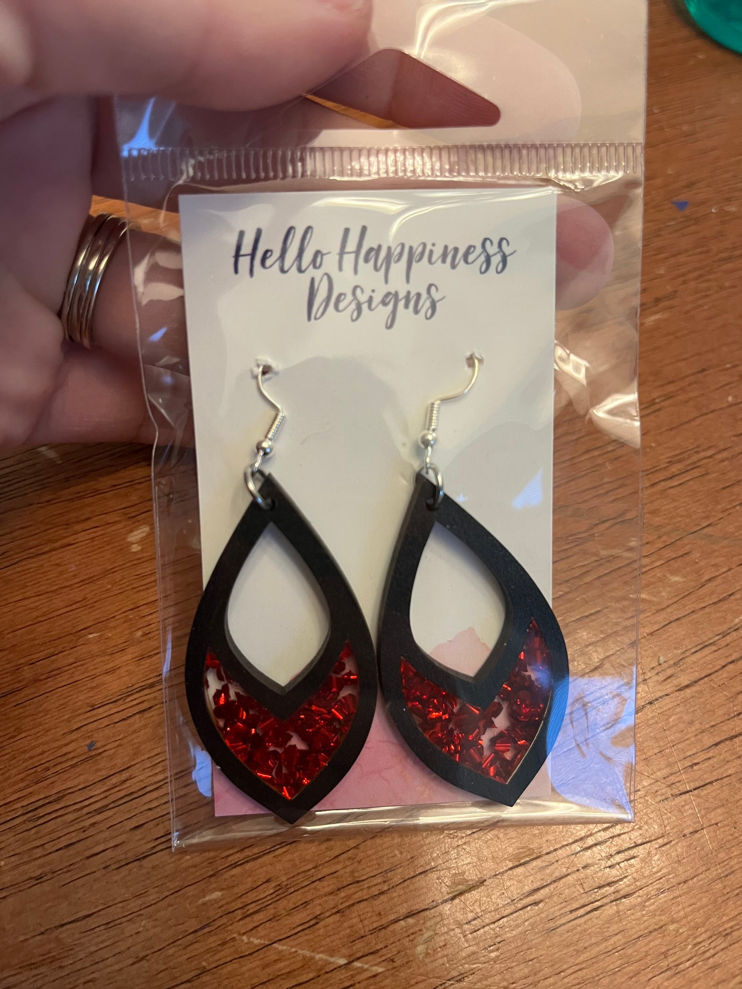 Red and black sparkle Dangles